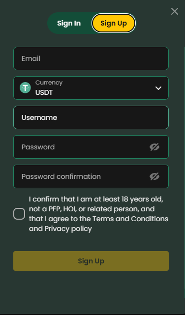 Chipy Casino sign up